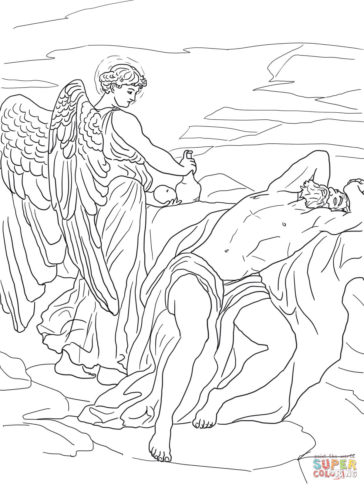 God sends an angel to elijah coloring page free printable coloring pages