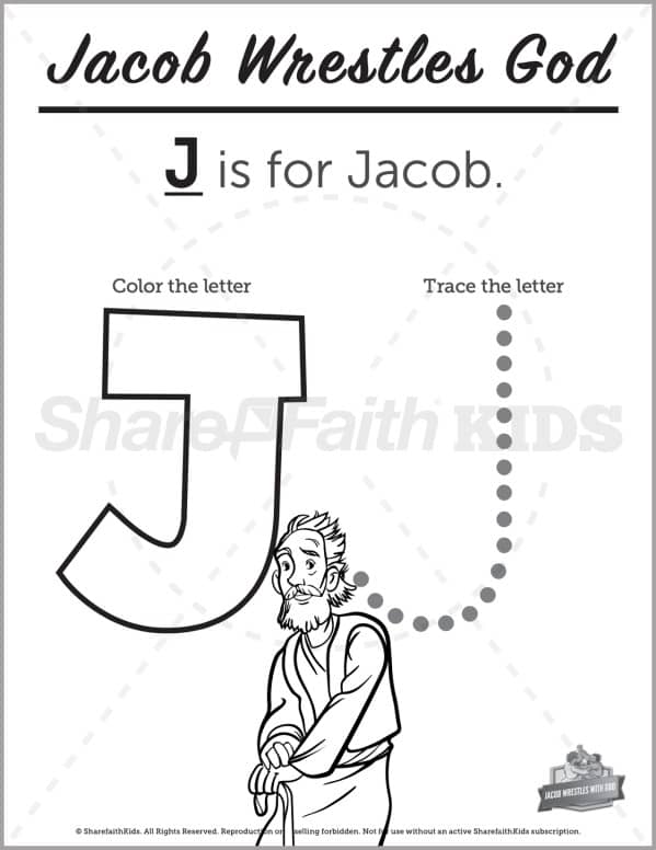 Genesis jacob wrestles with god preschool letter coloring â