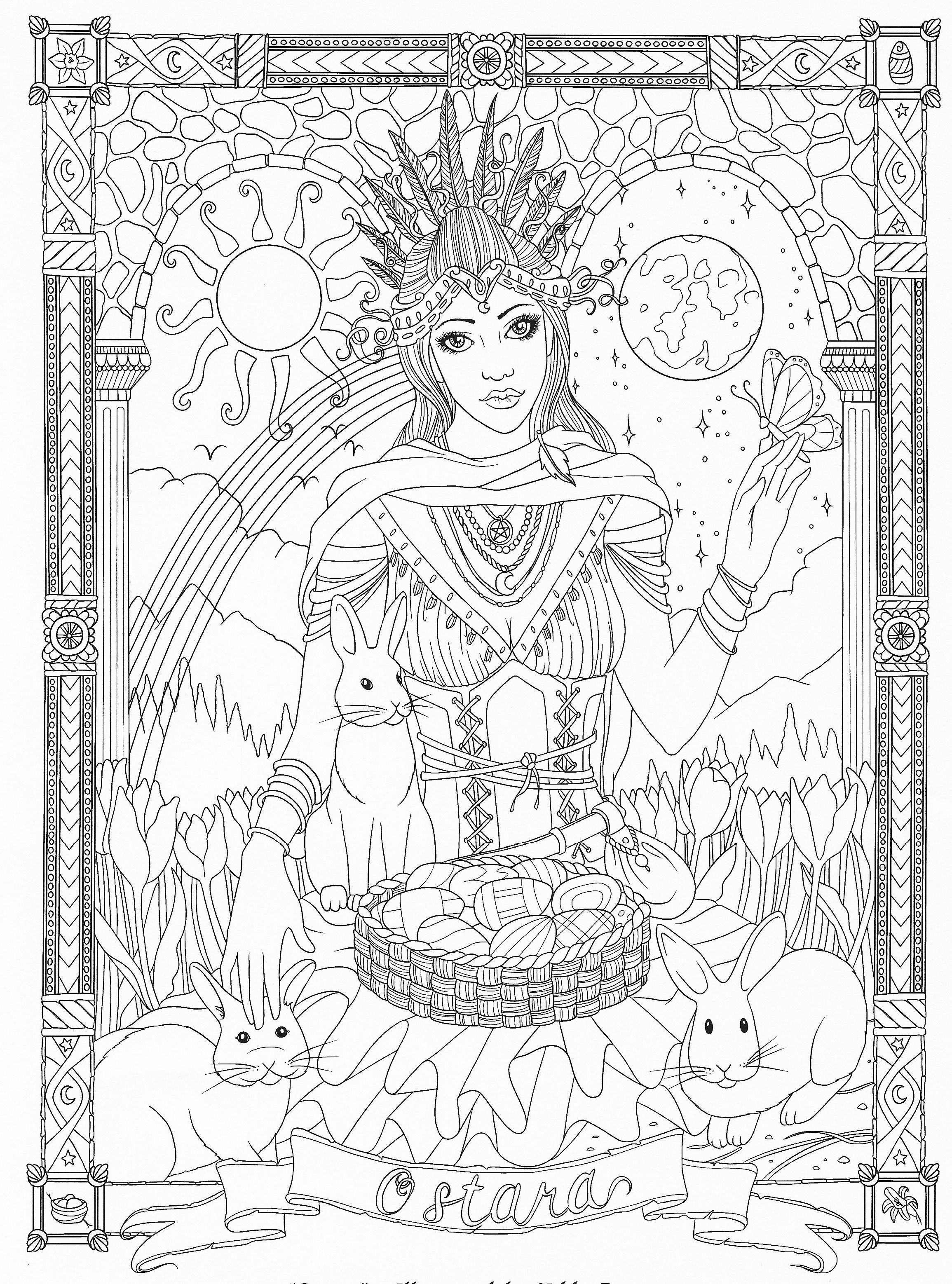 Goddess adult coloring page adult coloring pages spring coloring pages coloring pages