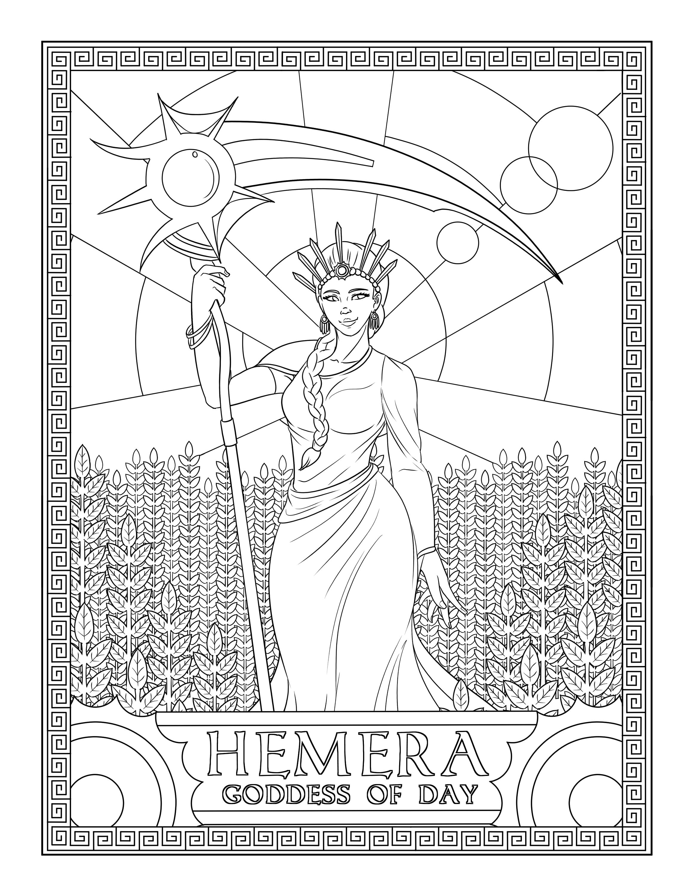 Greek goddesses group coloring pages downloadprintable