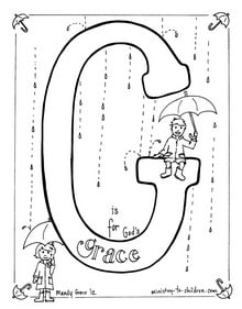 G is for gods grace bible alphabet coloring page