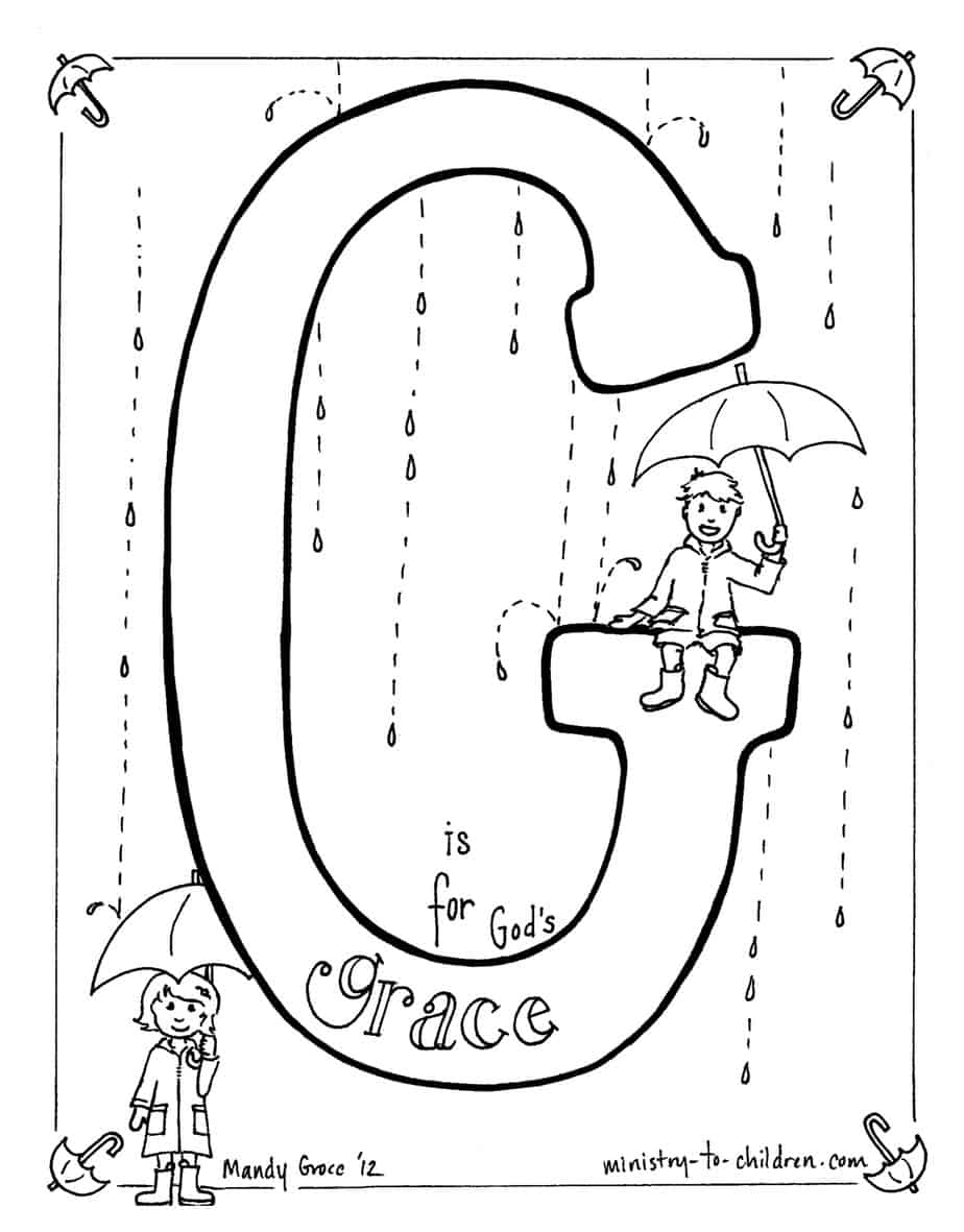 G is for gods grace bible alphabet coloring page