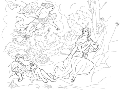 God cares for hagar and ishmael coloring page free printable coloring pages