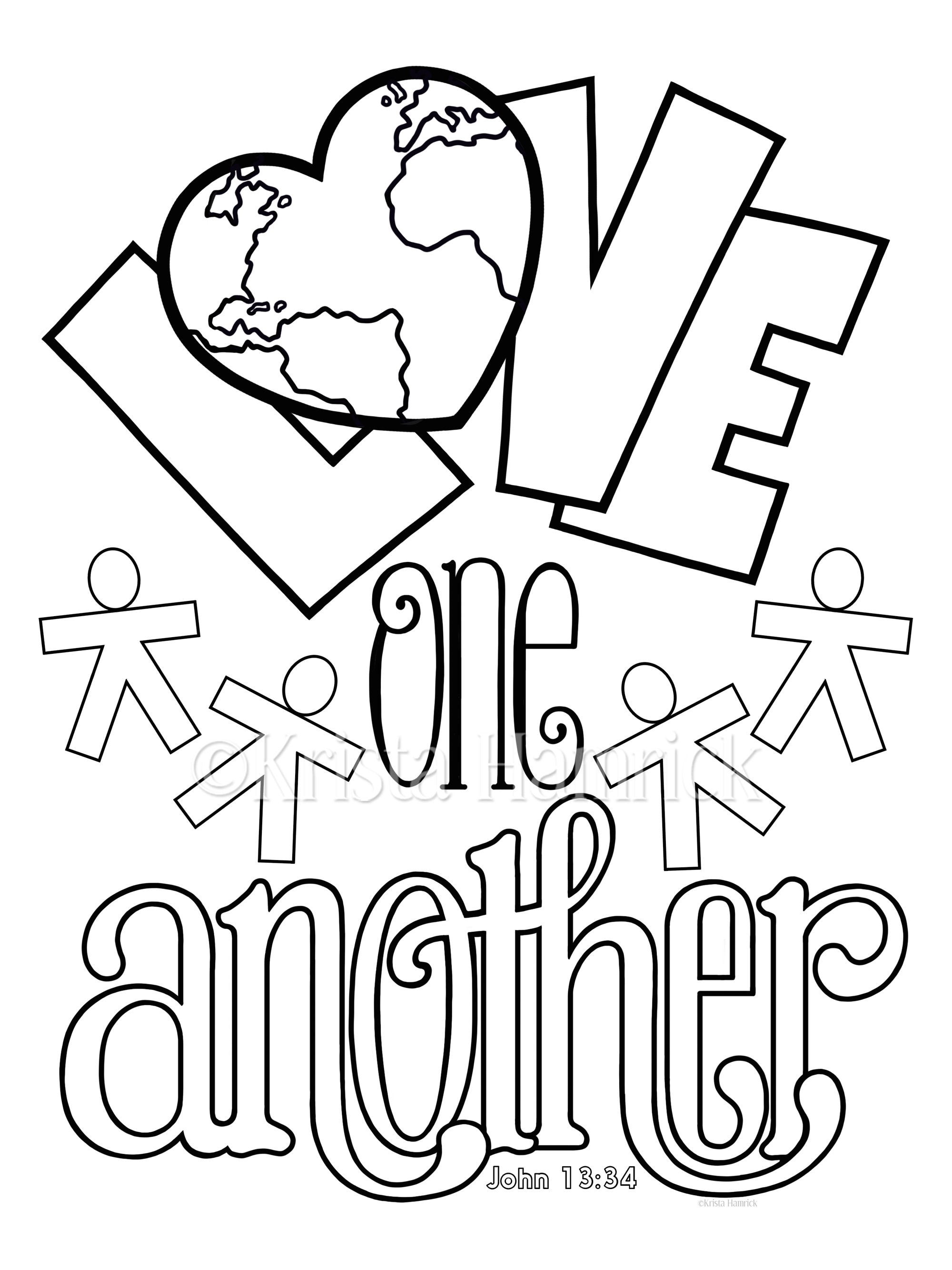 God is love love one another coloring pages for children