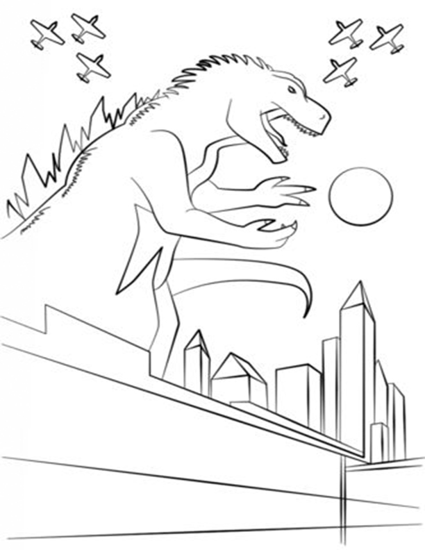 Free easy to print godzilla coloring pages