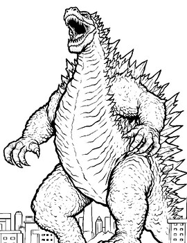 Godzilla coloring pages by coloring books lovers tpt