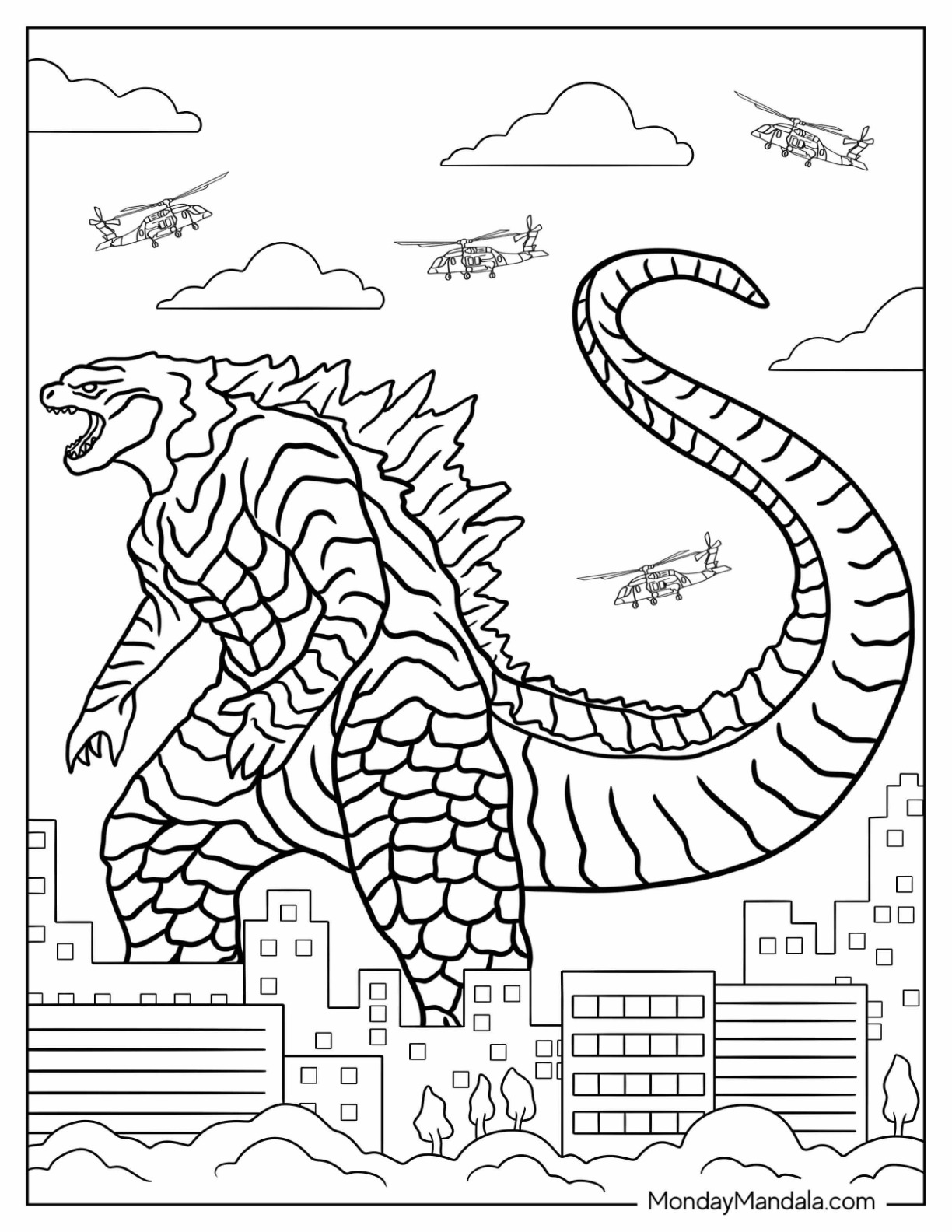 Godzilla coloring pages free pdf printables