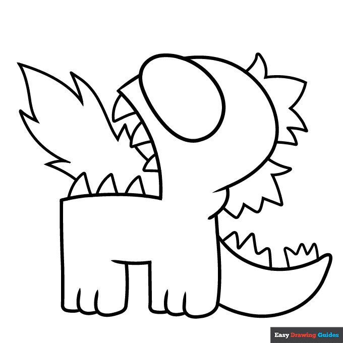 Among us godzilla coloring page easy drawing guides