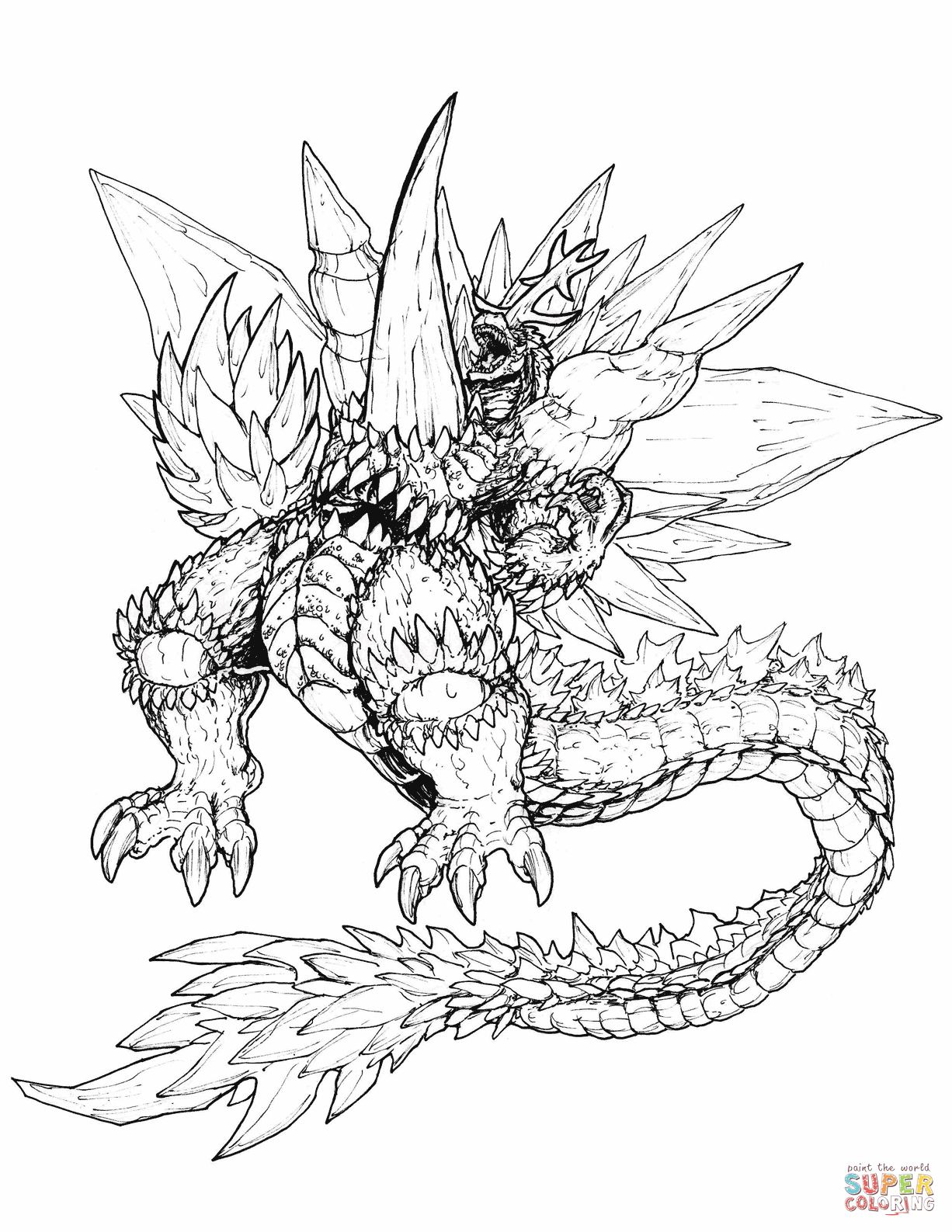 Ultimate space godzilla coloring page free printable coloring pages