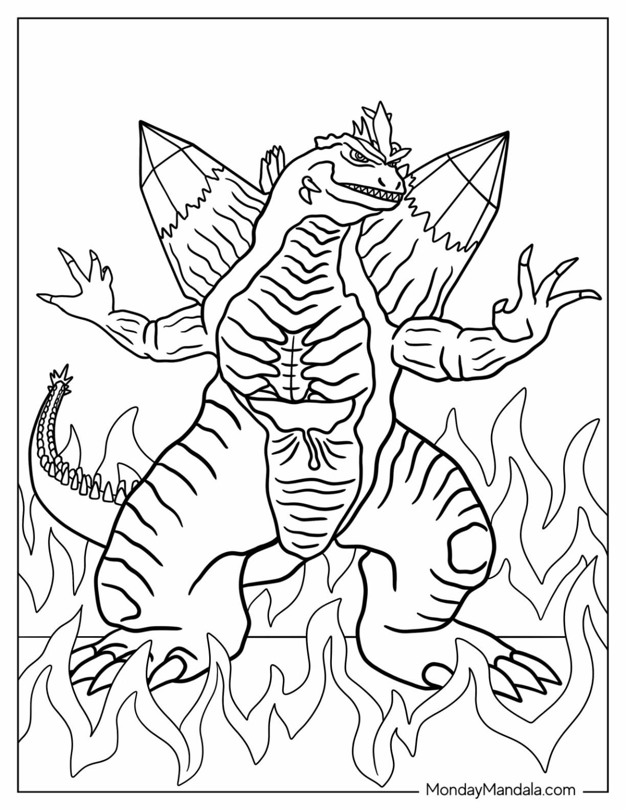 Godzilla coloring pages free pdf printables