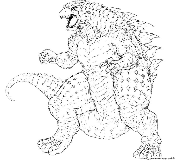 Free printable coloring page for kids and adults free printable coloring page godzilla