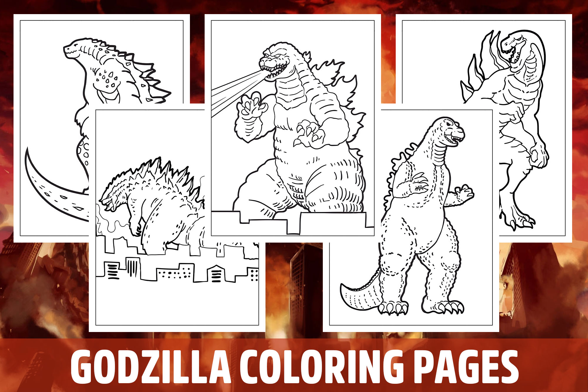 Godzilla coloring pages for kids girls boys teens birthday school activity made by teachers