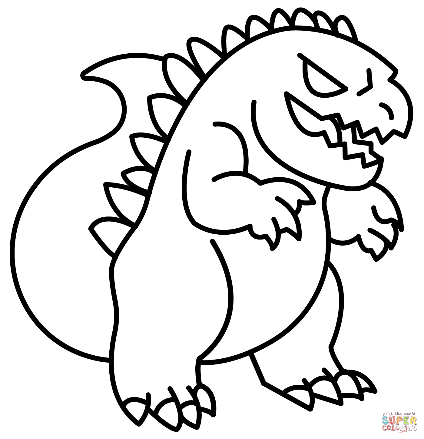 Chibi godzilla coloring page free printable coloring pages