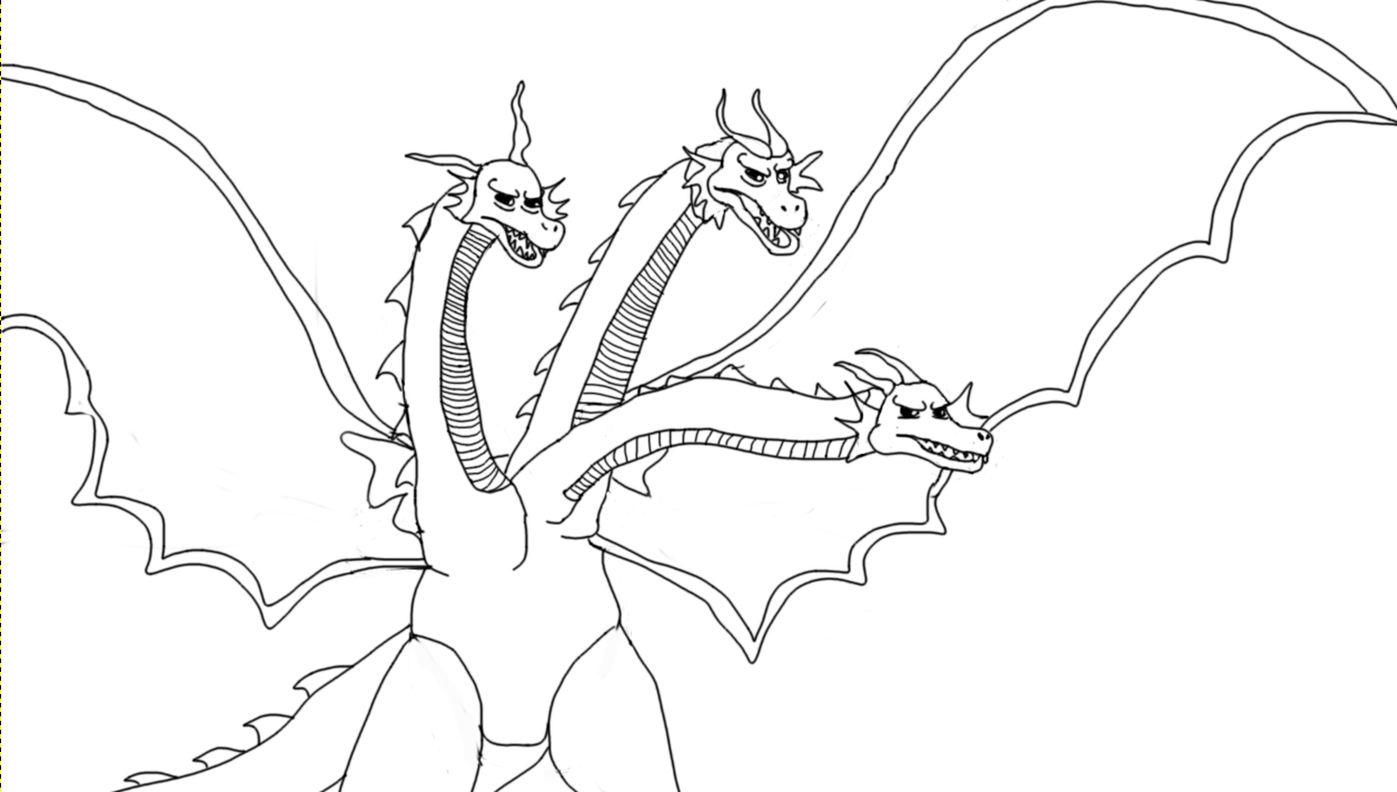 Working on king ghidorah right now switched from ms paint to gimp let me know what you guys think rgodzilla