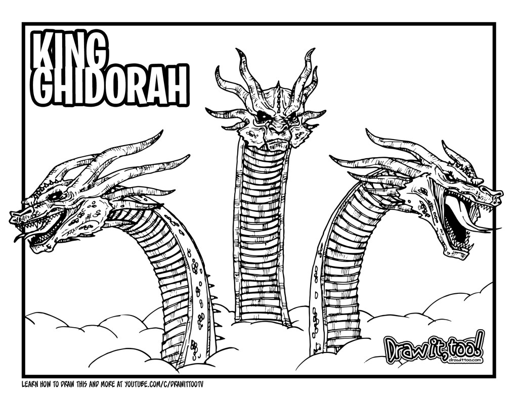 How to draw king ghidorah godzilla king of the monsters drawing tutorial