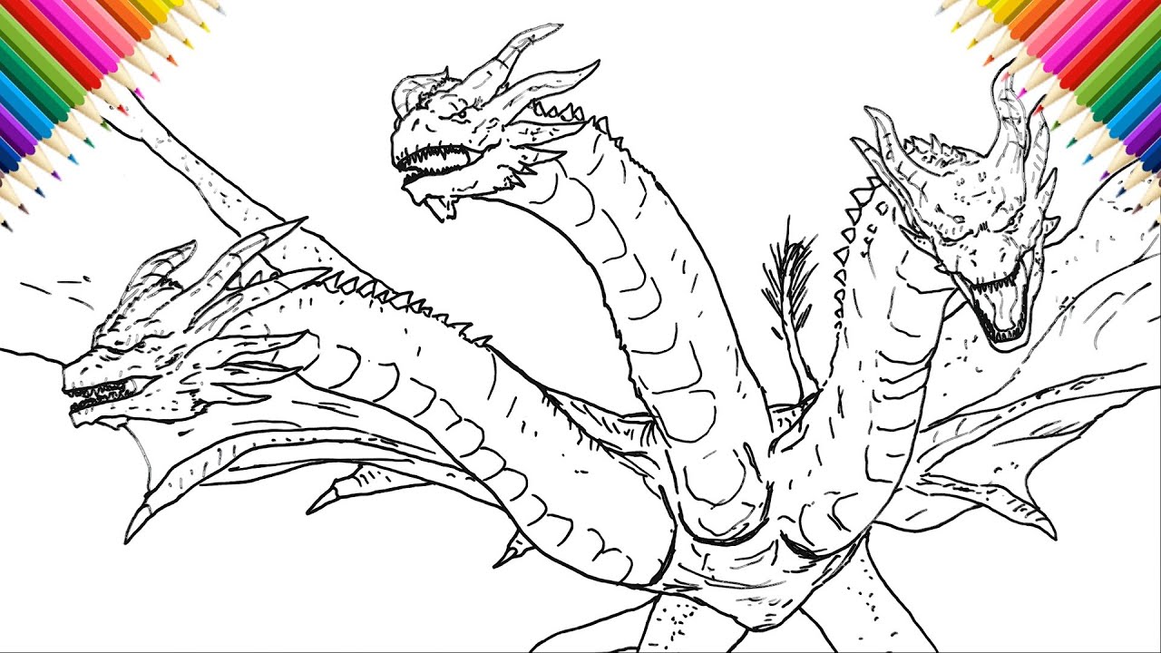 How to draw king ghidorah drawing and coloring monsterverse easy