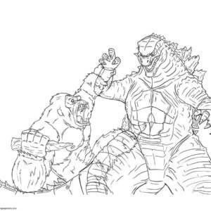 Godzilla and kong coloring pages printable for free download