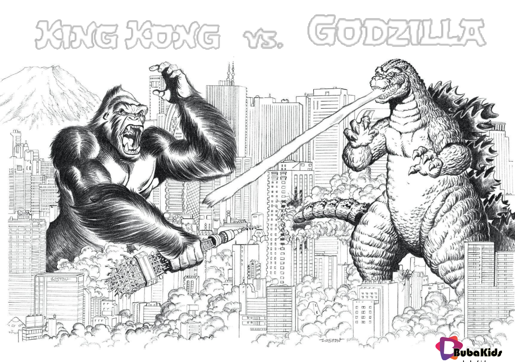 King kong vs godzilla free and printable coloring page godzilla king kong godzilla kingkong cartooâ king kong vs godzilla cartoon coloring pages king kong