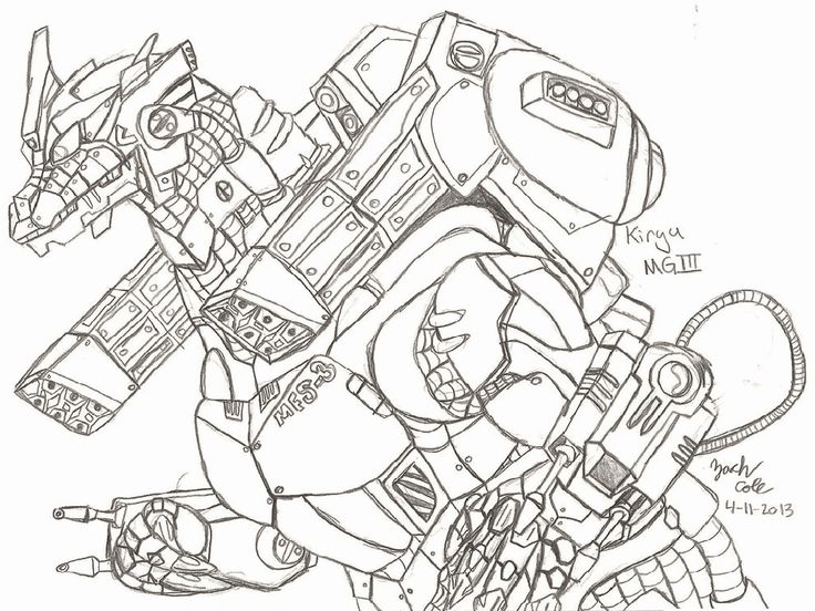Mechagodzilla with a rocket on shoulder coloring page