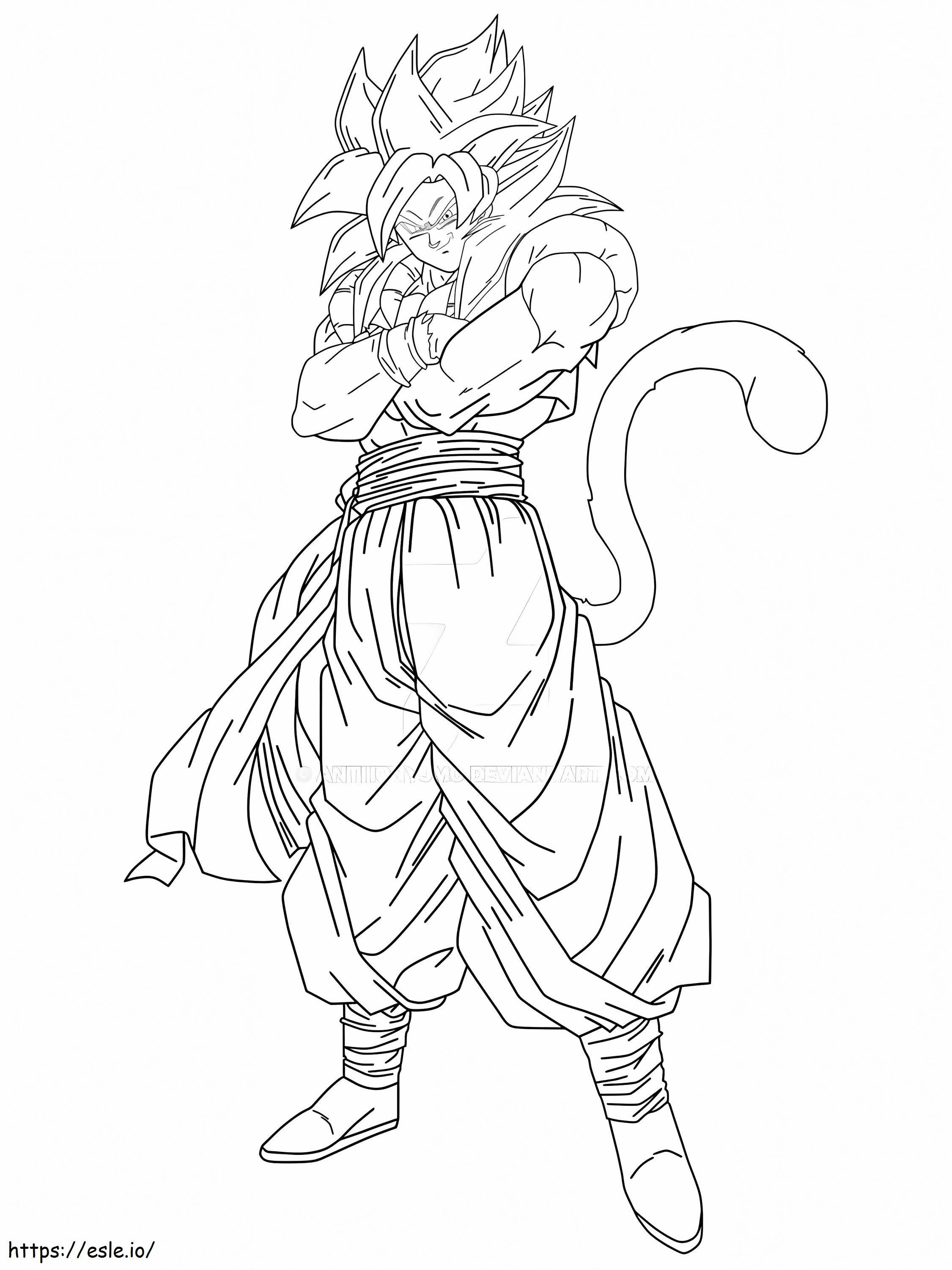 Blue drawing gogeta coloring page