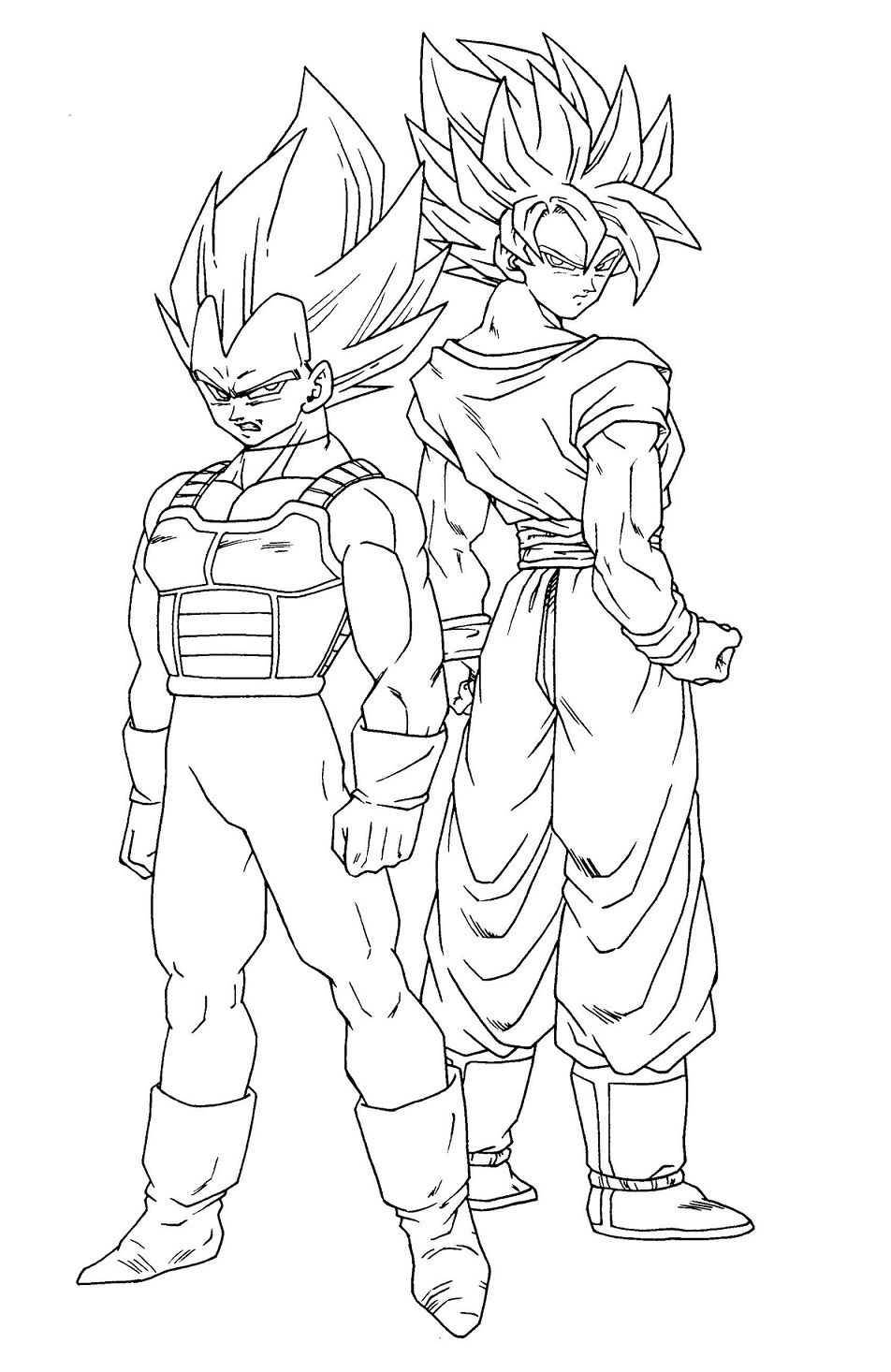 Awesome goku and vegeta coloring page