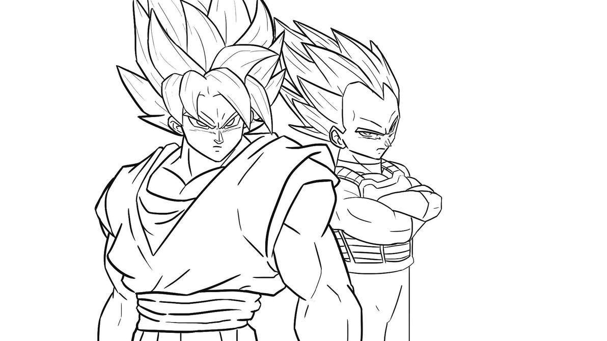 Vegeta and goku outline by trinidesigns on