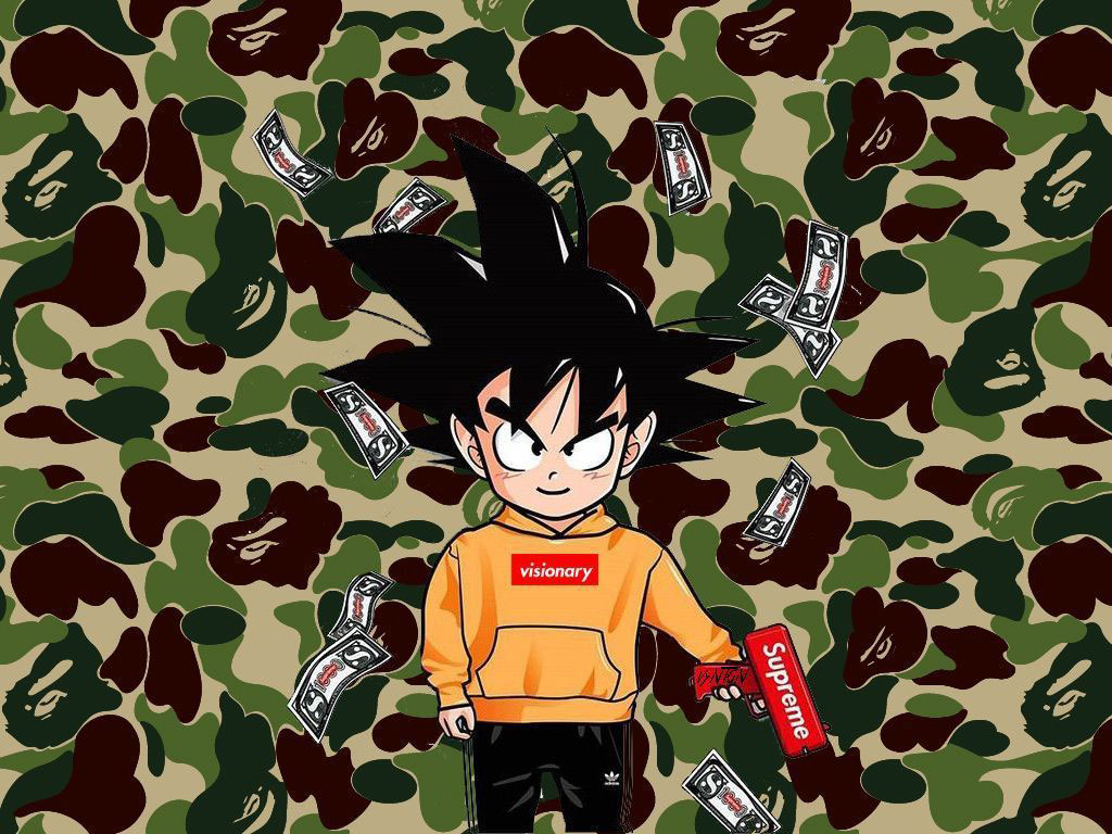 Drip goku wallpaper dope supreme bape camouflage money