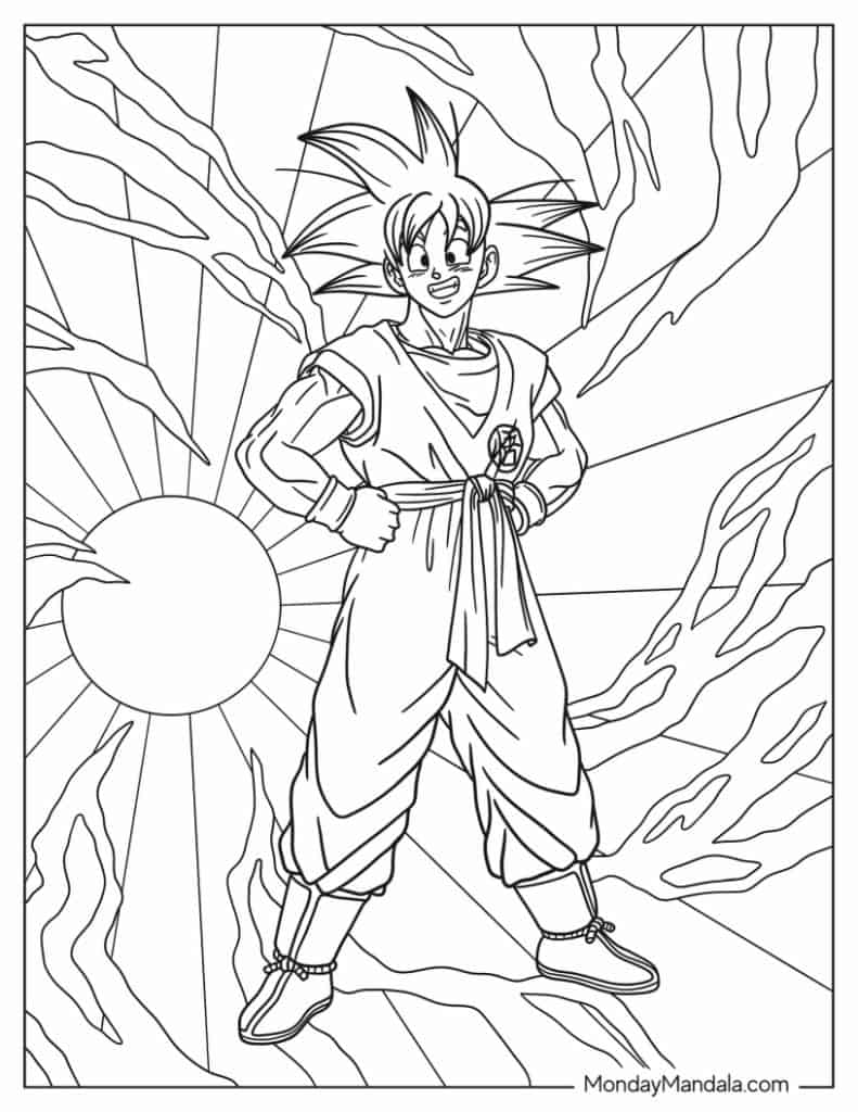 Goku coloring pages free pdf printables