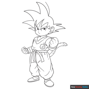 Goku from dragon ball coloring page easy drawing guides