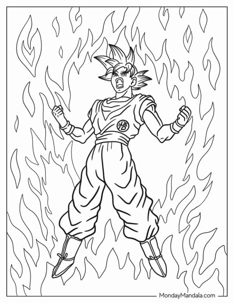 Goku coloring pages free pdf printables