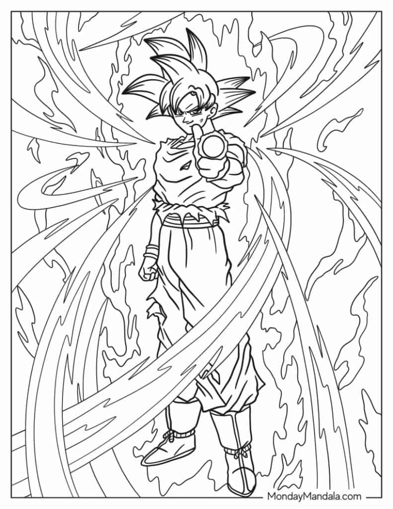 Goku coloring pages free pdf printables