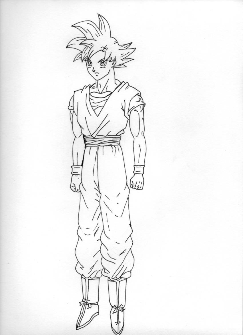 Goku ssj god lineart by raphaelss on