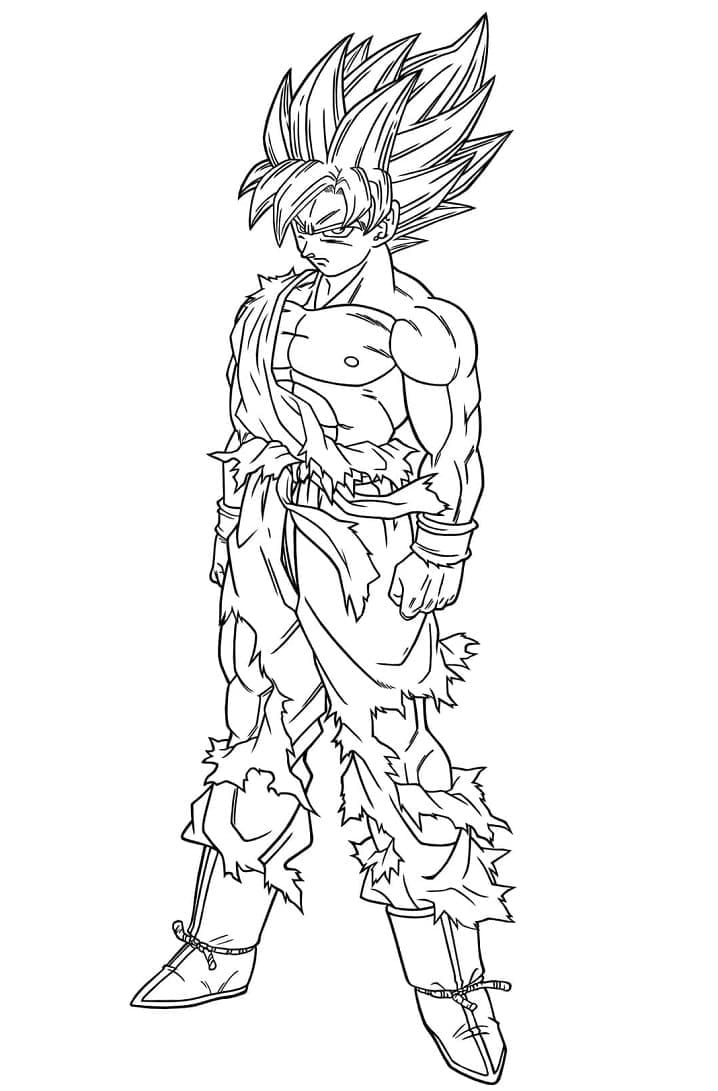 Son goku in anime dragon ball z coloring page