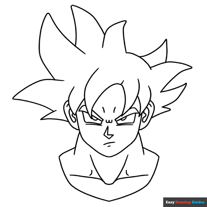 Goku ultra instinct coloring page easy drawing guides