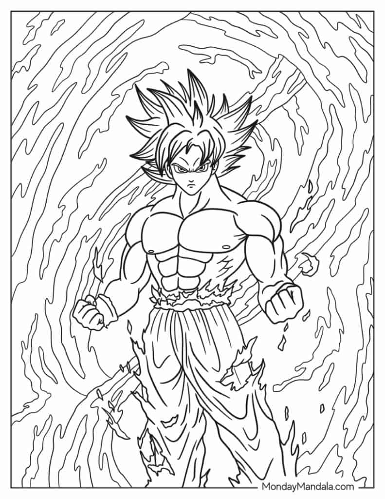 Goku coloring pages free pdf printables