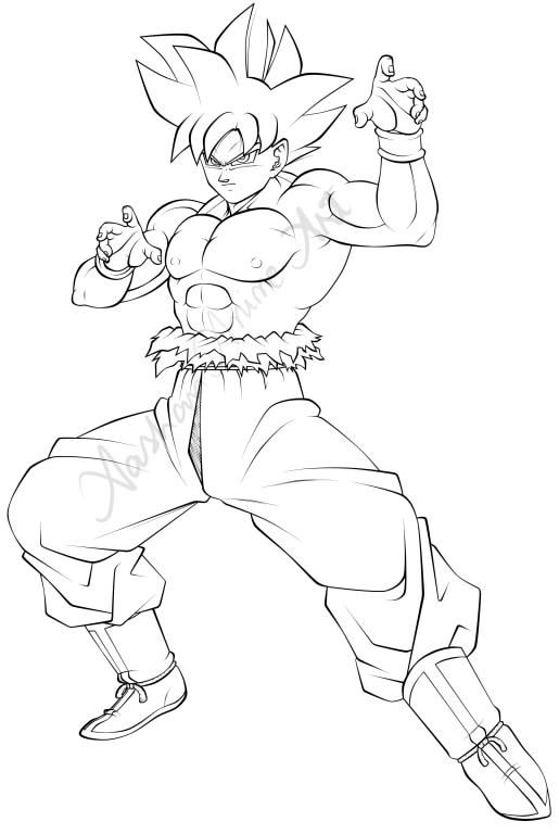 Goku ultra instinct line art by aashananimeart on