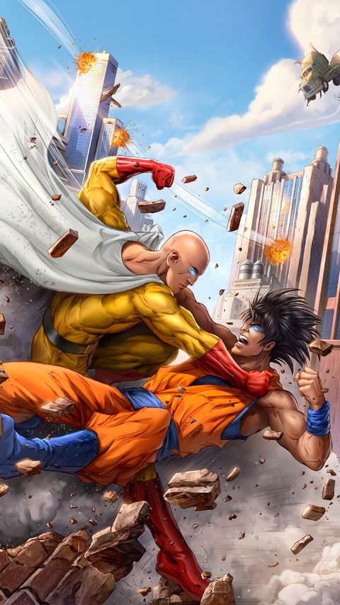 Saitama vs goku one punch man one punch man anime one punch man one punch