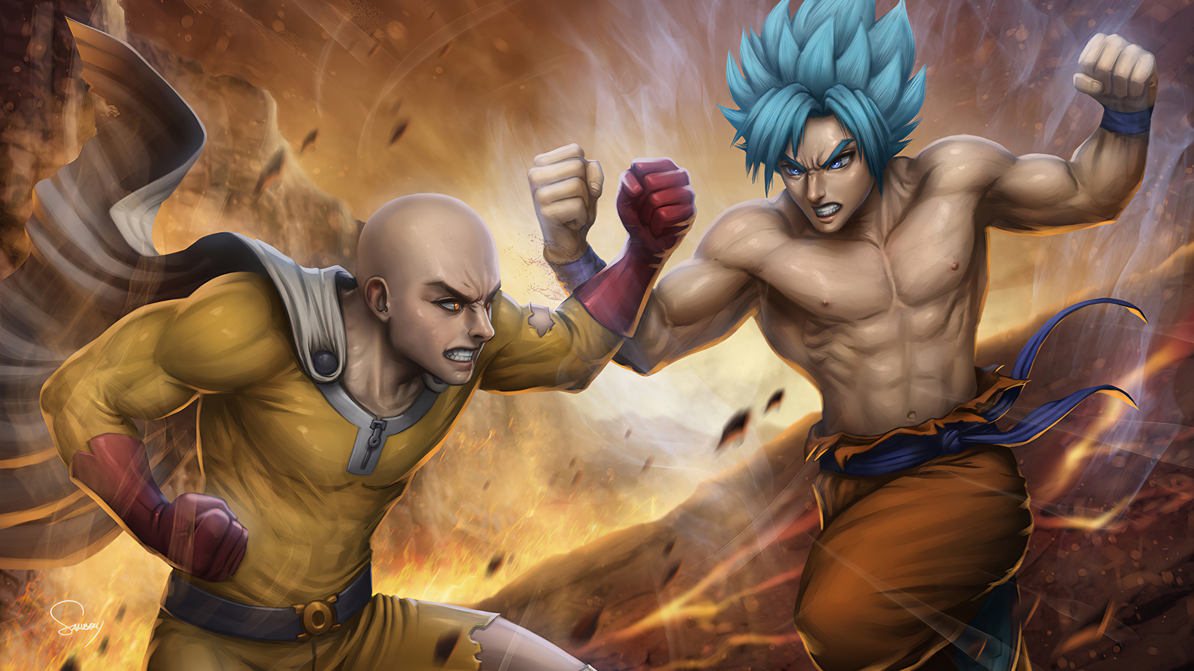 One punch man vs goku wallpapers