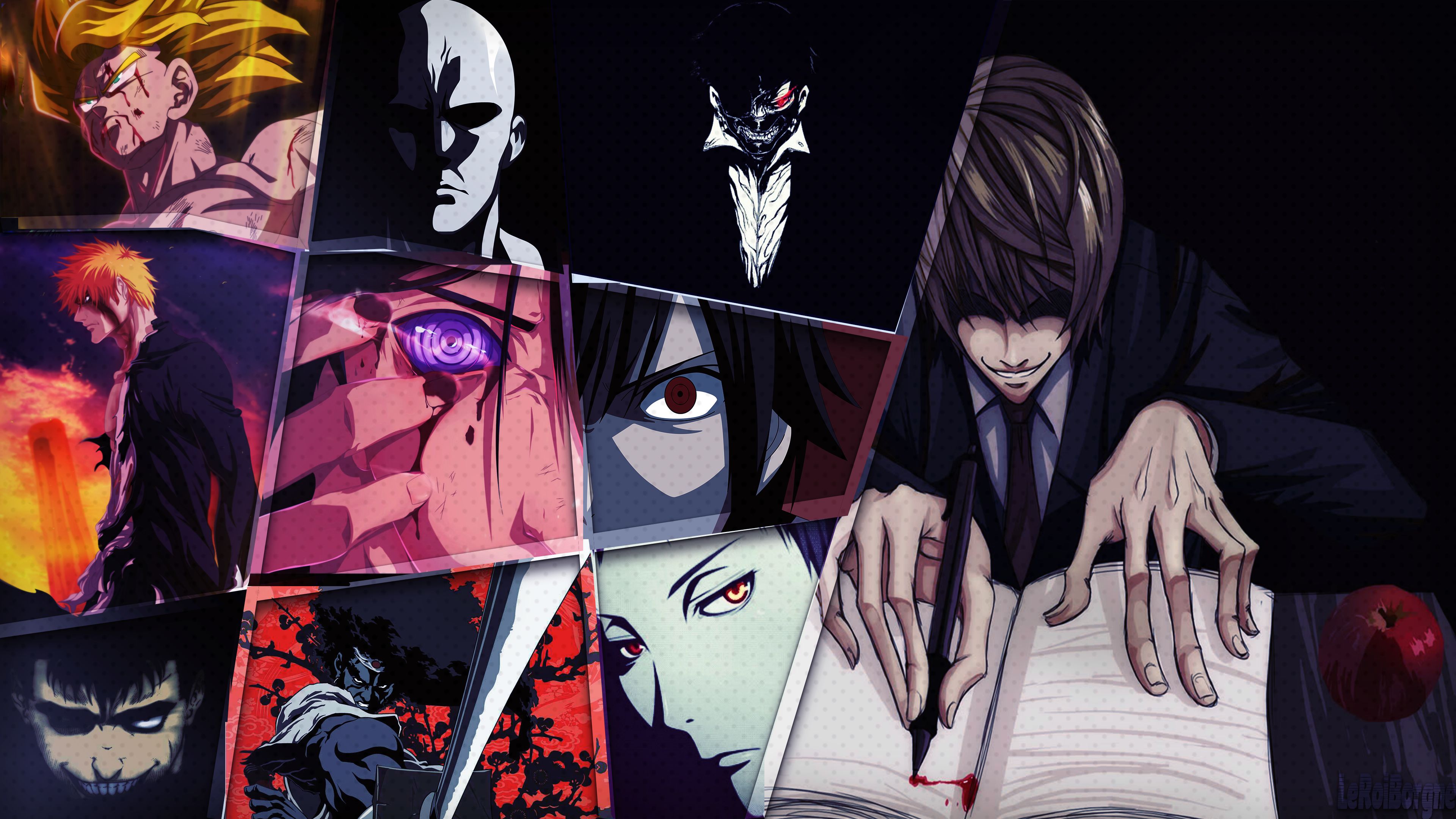 Hd desktop anime bleach death note naruto crossover dragon ball z dragon ball ichigo kurosaki goku afro samurai berserk fairy tail madara uchiha afro samurai resurrection guts berserk seijårå akashi kurokos