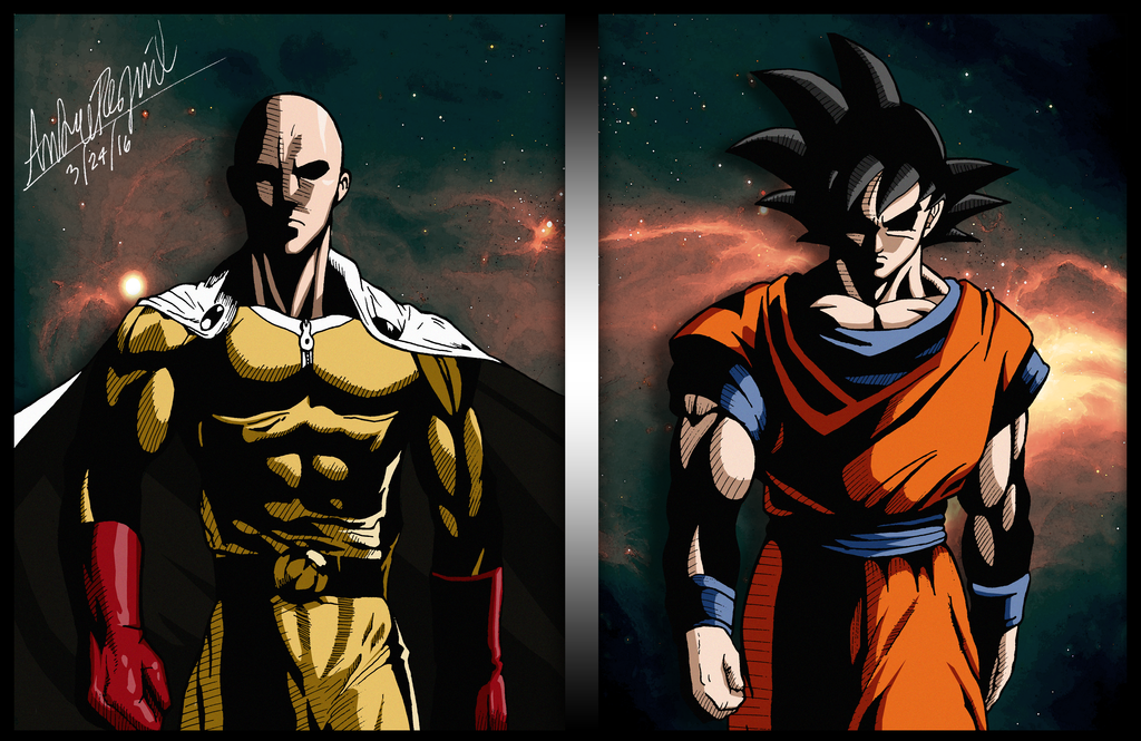 Saitama vs goku by justareguildeviantart on deviantart anime one punch man one punch man saitama