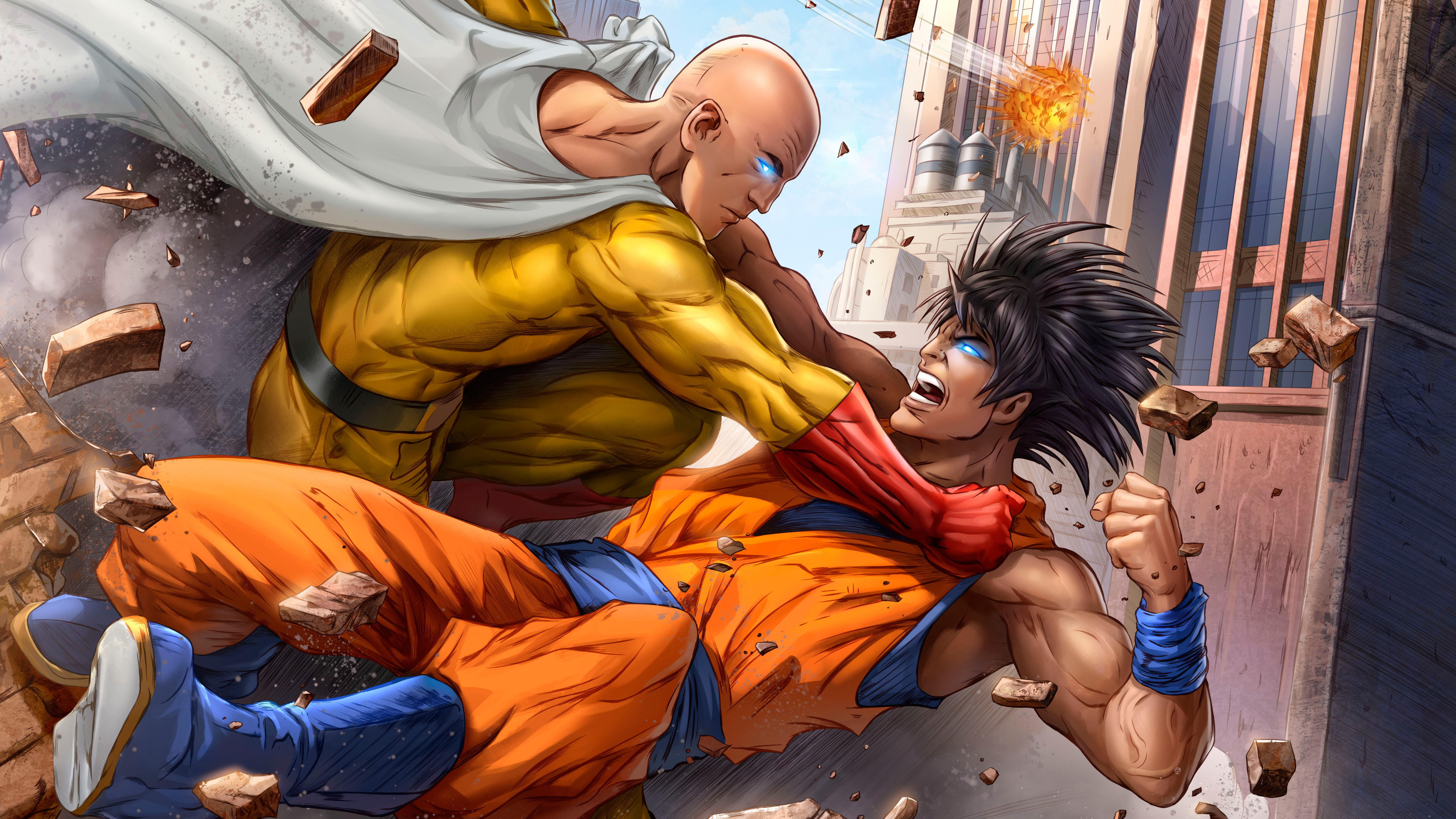 Goku and one punch man k art hd superheroes k wallpapers images backgrounds photos and pictures