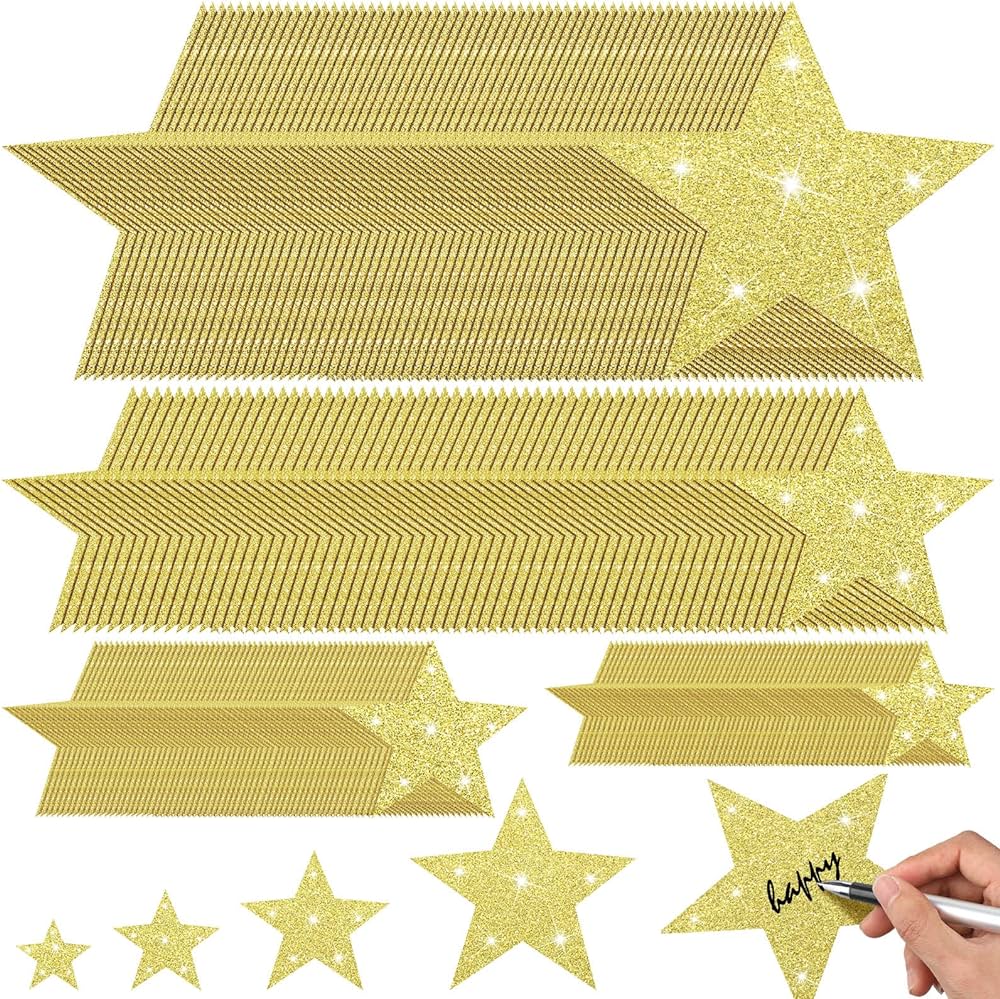 Ctosree pieces glitter star cutouts paper stars decorations star wall decor confetti cutouts for bulletin board classroom movie night party decoration assorted sizes gold buy online at best price