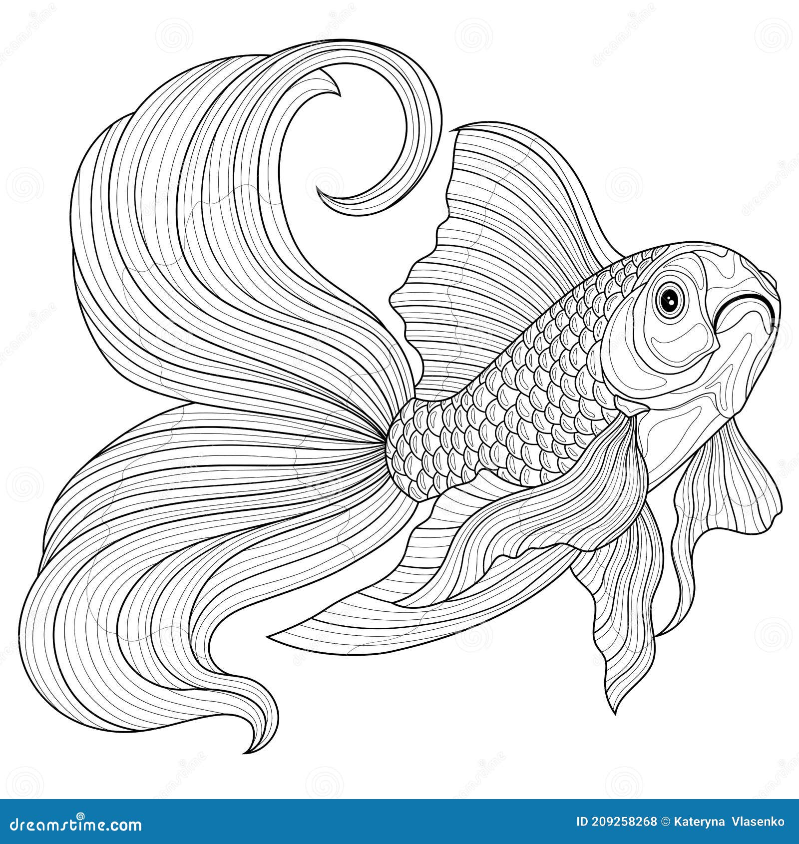 Goldfishcoloring book antistress for children and adults stock vector