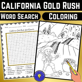 California gold rush activities word search