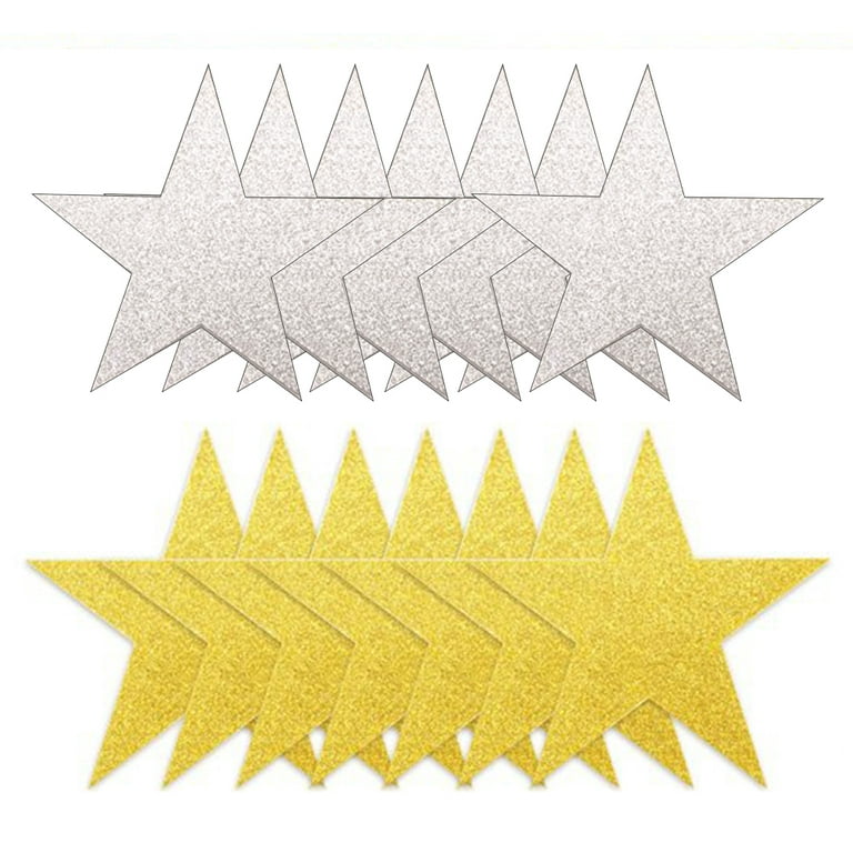 Lngoor pcs glitter star cutouts inch twinkle star glitter paper confetti star shape paper cut outspcs silverïpcs gold