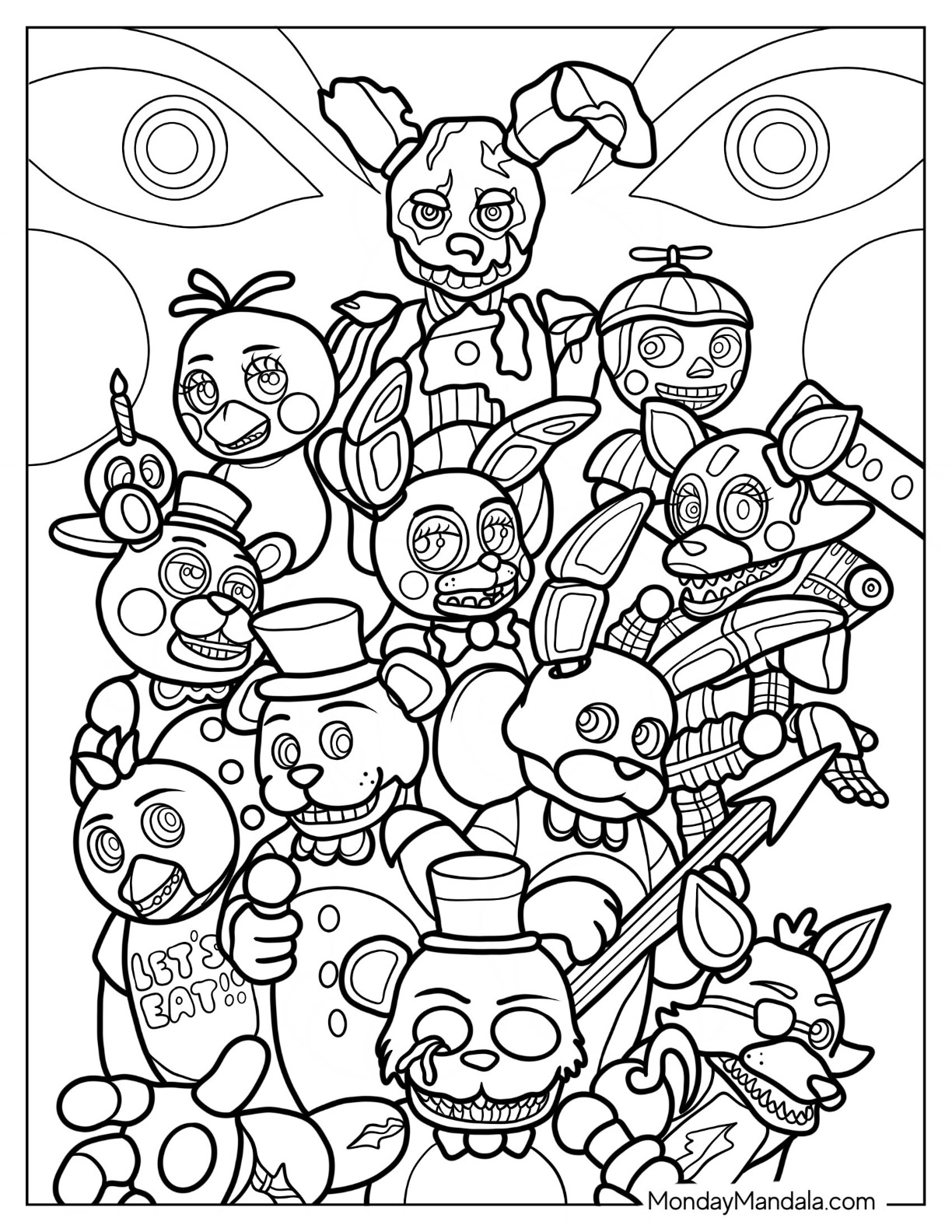 Five nights at freddies coloring pages free pdf printables