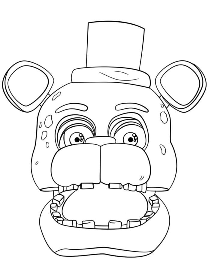 Desenho de golden freddy de five nights at freddys pintado e withered freddy para colorir