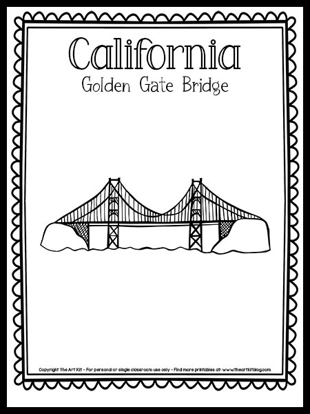 Californias golden gate bridge coloring page free printable â the art kit