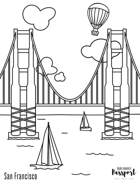 San francisco golden gate bridge coloring page