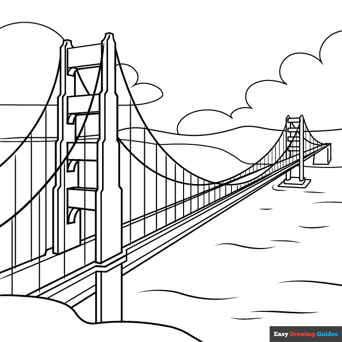 Golden gate bridge coloring page easy drawing guides